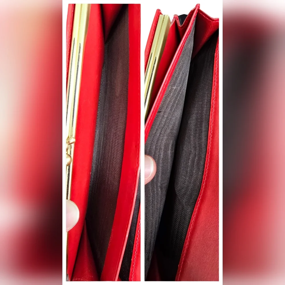 Vintage Coach Madison Envelope Clutch 4478 Red Leather Wallet Made In Italy EUC - Picture 11 of 15